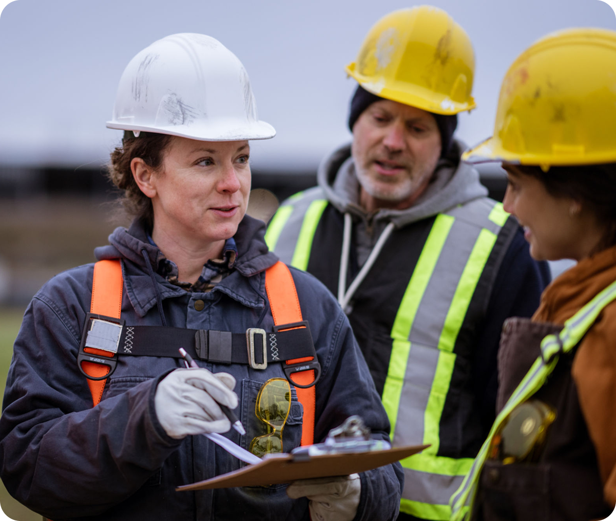 Team meeting on construction site