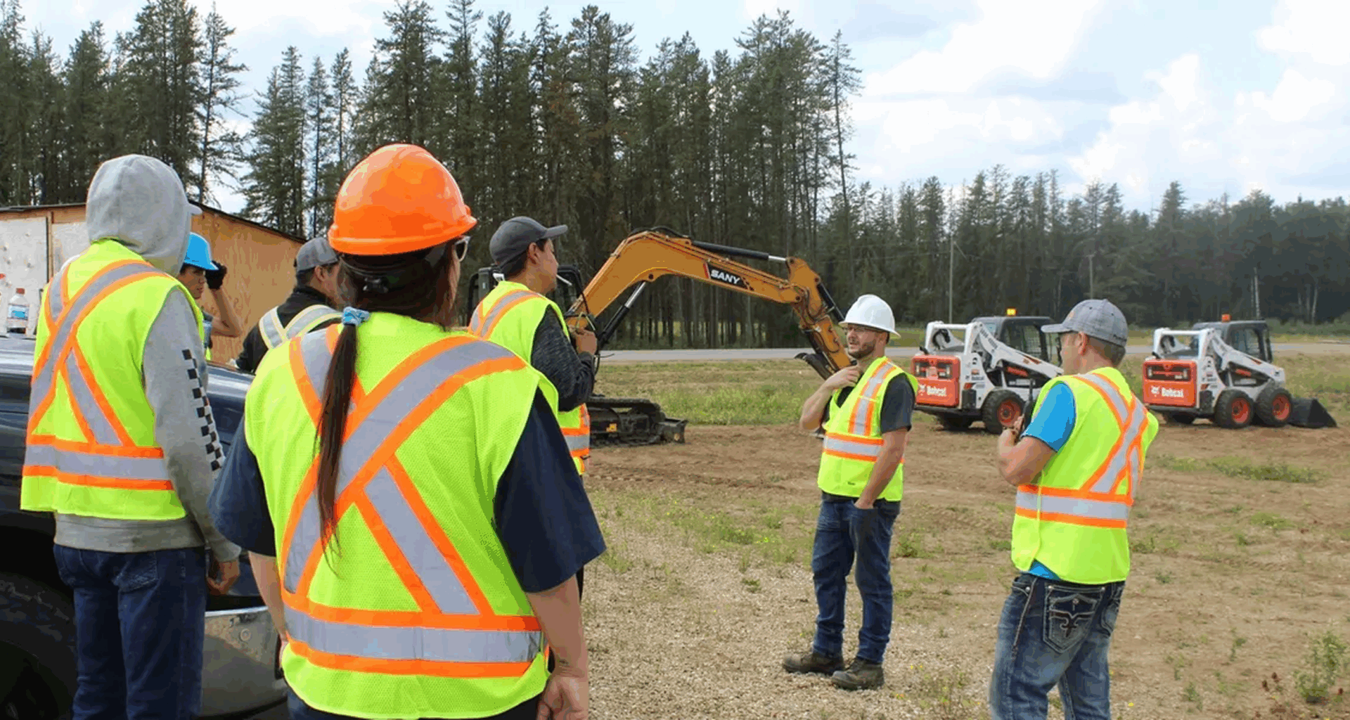 Safety briefing with construction crew