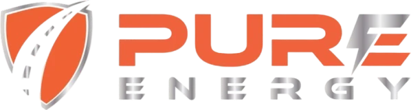 Orange shield and Pure Energy text